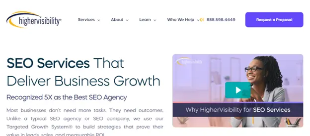 SEO page of Higher Visibility