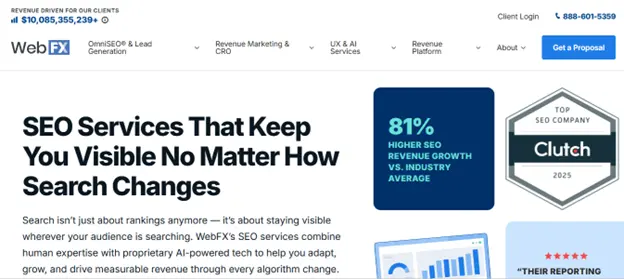 SEO page of WebFx